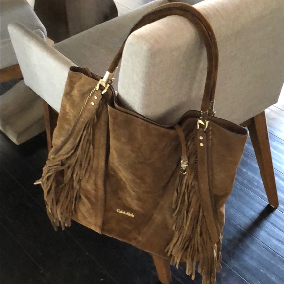 Calvin Klein Handbags - Calvin Klein Brown Suede Purse